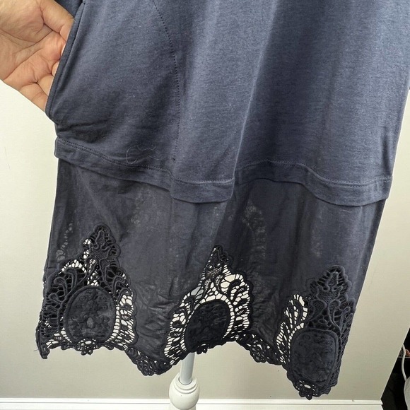LOGO Lori Goldstein Navy Lace Hem Tunic Top Size XXS Dress - Picture 6 of 11